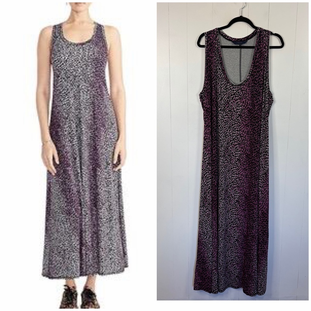 Rachel Roy Purple Animal Print Stretch Sleeveless Maxi Tank Dress Summer size 3X
